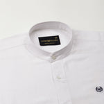 Dastiny White Plain Mandarin Luxurious Linen Shirt - John Ellies