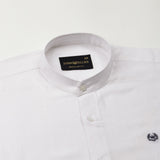 Dastiny White Plain Mandarin Luxurious Linen Shirt - John Ellies