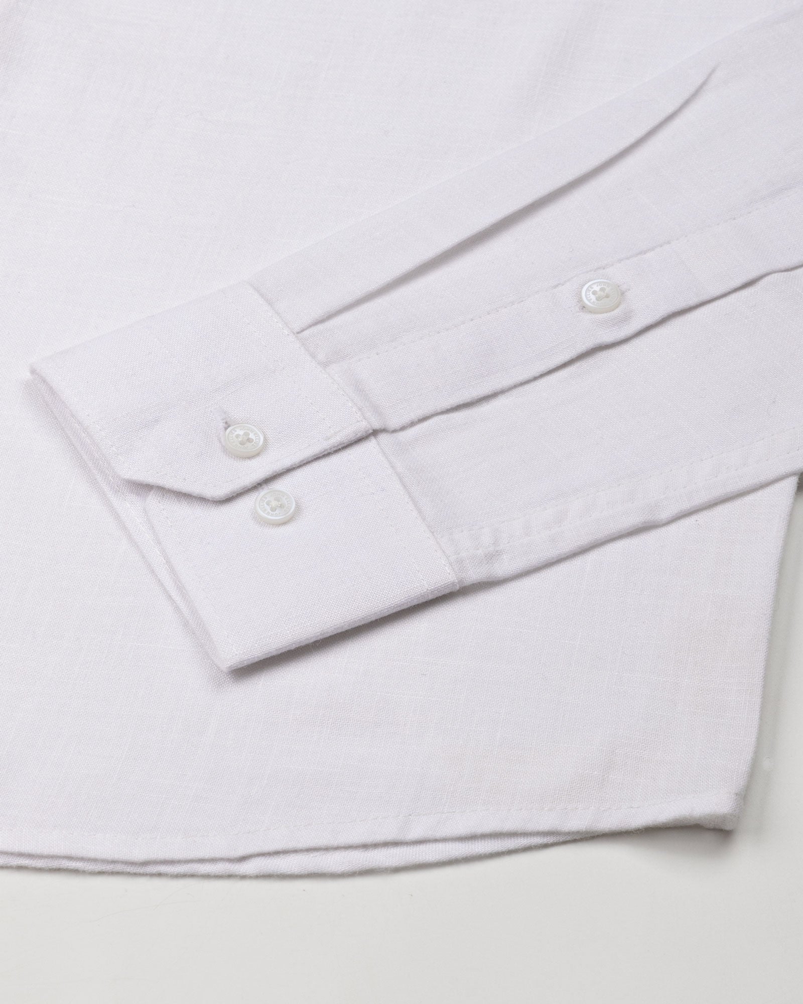 Dastiny White Plain Mandarin Luxurious Linen Shirt - John Ellies