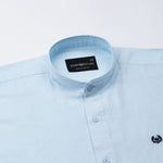 Dastiny Sky Blue Plain Mandarin Luxurious Linen Shirt - John Ellies