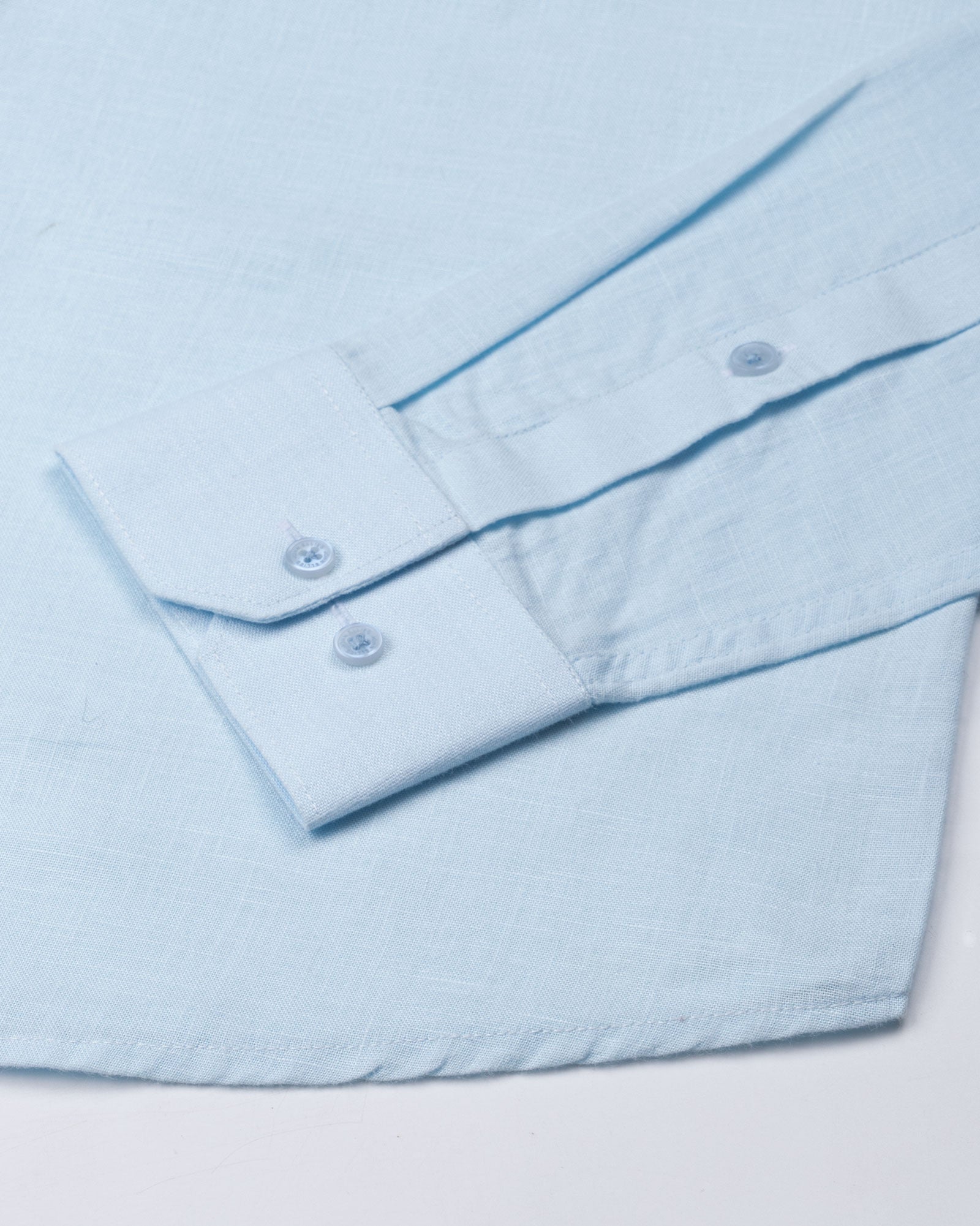 Dastiny Sky Blue Plain Mandarin Luxurious Linen Shirt - John Ellies