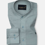 Dastiny Olive Plain Mandarin Luxurious Linen Shirt - John Ellies