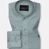 Dastiny Olive Plain Mandarin Luxurious Linen Shirt - John Ellies