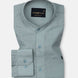 Dastiny Olive Plain Mandarin Luxurious Linen Shirt - John Ellies