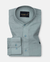 Dastiny Olive Plain Mandarin Luxurious Linen Shirt