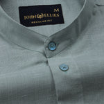Dastiny Olive Plain Mandarin Luxurious Linen Shirt - John Ellies