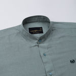 Dastiny Olive Plain Mandarin Luxurious Linen Shirt - John Ellies