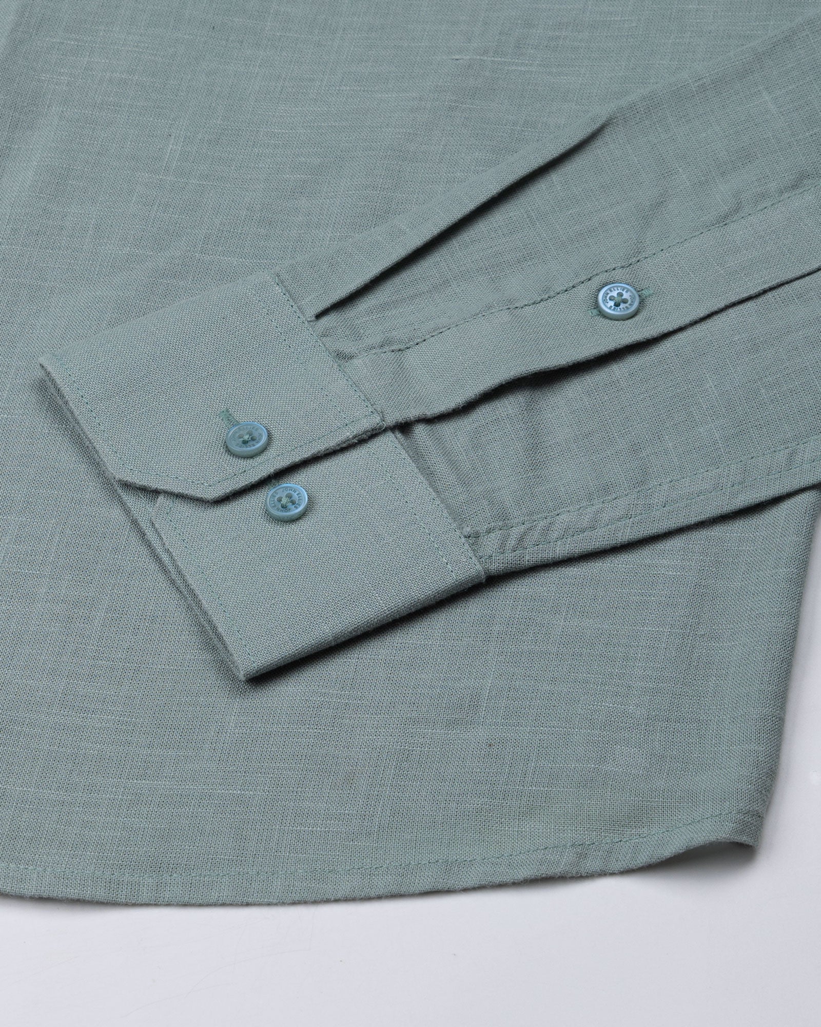 Dastiny Olive Plain Mandarin Luxurious Linen Shirt - John Ellies