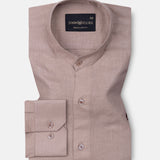 Dastiny Brown Plain Mandarin Luxurious Linen Shirt - John Ellies