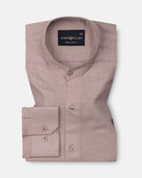Dastiny Brown Plain Mandarin Luxurious Linen Shirt