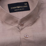 Dastiny Brown Plain Mandarin Luxurious Linen Shirt - John Ellies