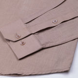 Dastiny Brown Plain Mandarin Luxurious Linen Shirt - John Ellies