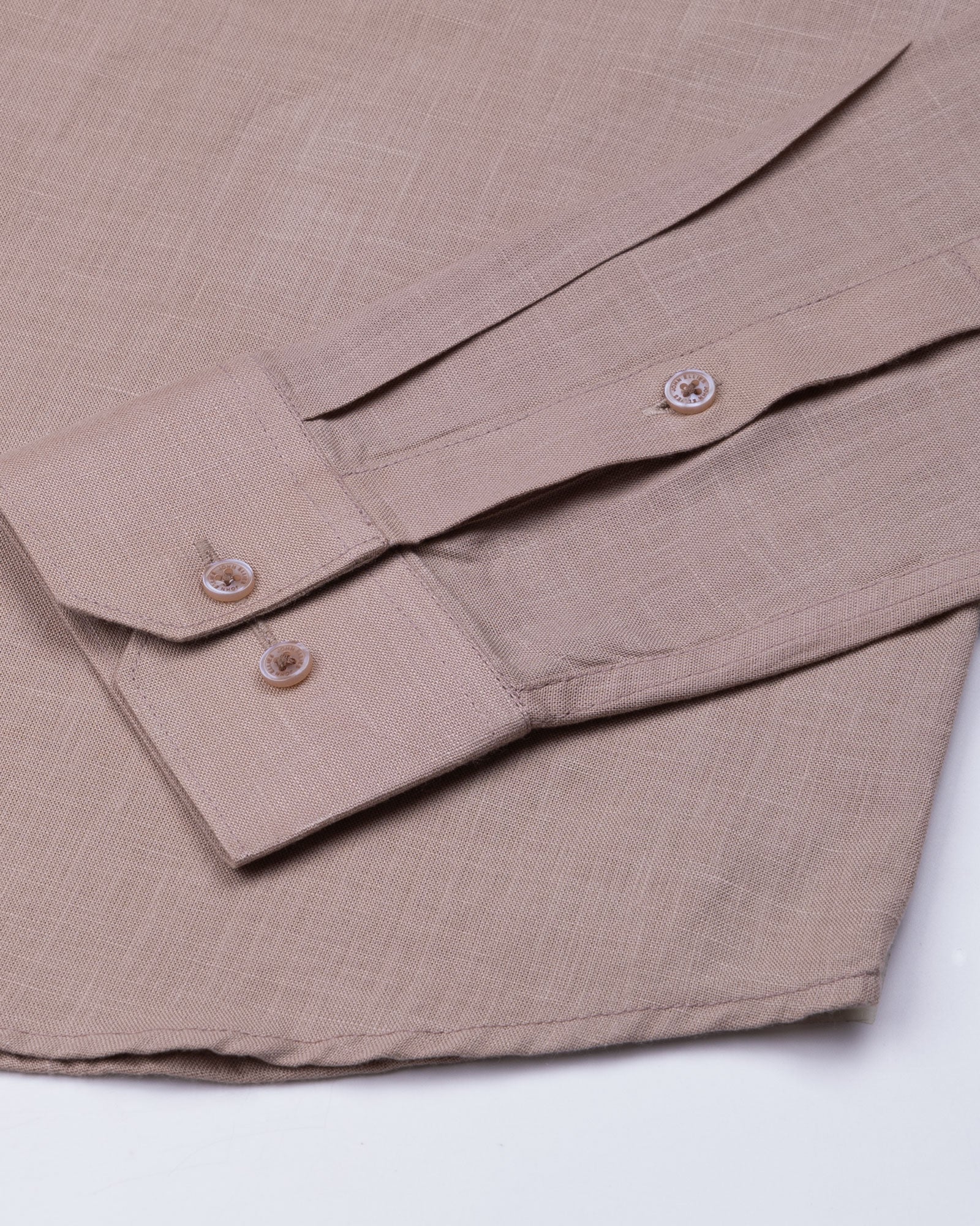 Dastiny Brown Plain Mandarin Luxurious Linen Shirt - John Ellies