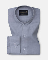 Dastiny Grey Plain Mandarin Luxurious Linen Shirt