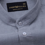 Dastiny Grey Plain Mandarin Luxurious Linen Shirt - John Ellies