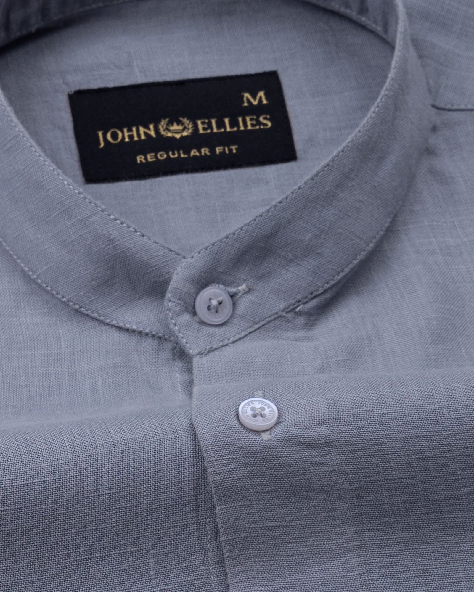 Dastiny Grey Plain Mandarin Luxurious Linen Shirt - John Ellies
