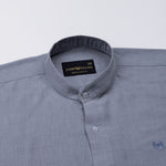 Dastiny Grey Plain Mandarin Luxurious Linen Shirt - John Ellies