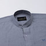 Dastiny Grey Plain Mandarin Luxurious Linen Shirt - John Ellies