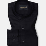 Dastiny Black Plain Mandarin Luxurious Linen Shirt - John Ellies
