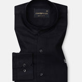 Dastiny Black Plain Mandarin Luxurious Linen Shirt - John Ellies