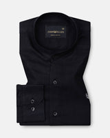 Dastiny Black Plain Mandarin Luxurious Linen Shirt