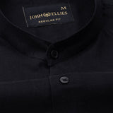 Dastiny Black Plain Mandarin Luxurious Linen Shirt - John Ellies