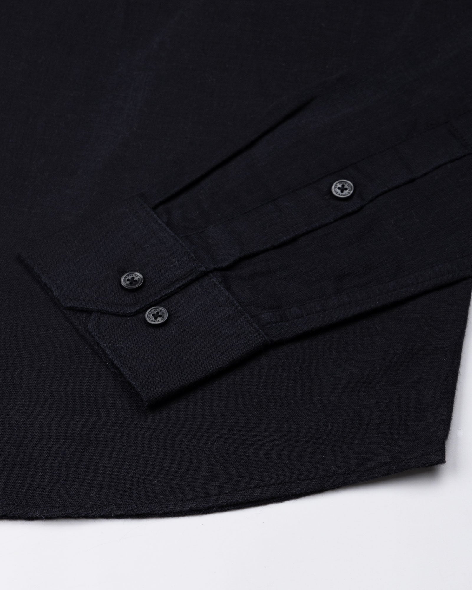 Dastiny Black Plain Mandarin Luxurious Linen Shirt - John Ellies