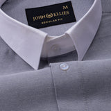 Regenc Silver White Cuff Collar Oxford Cotton Shirt - John Ellies