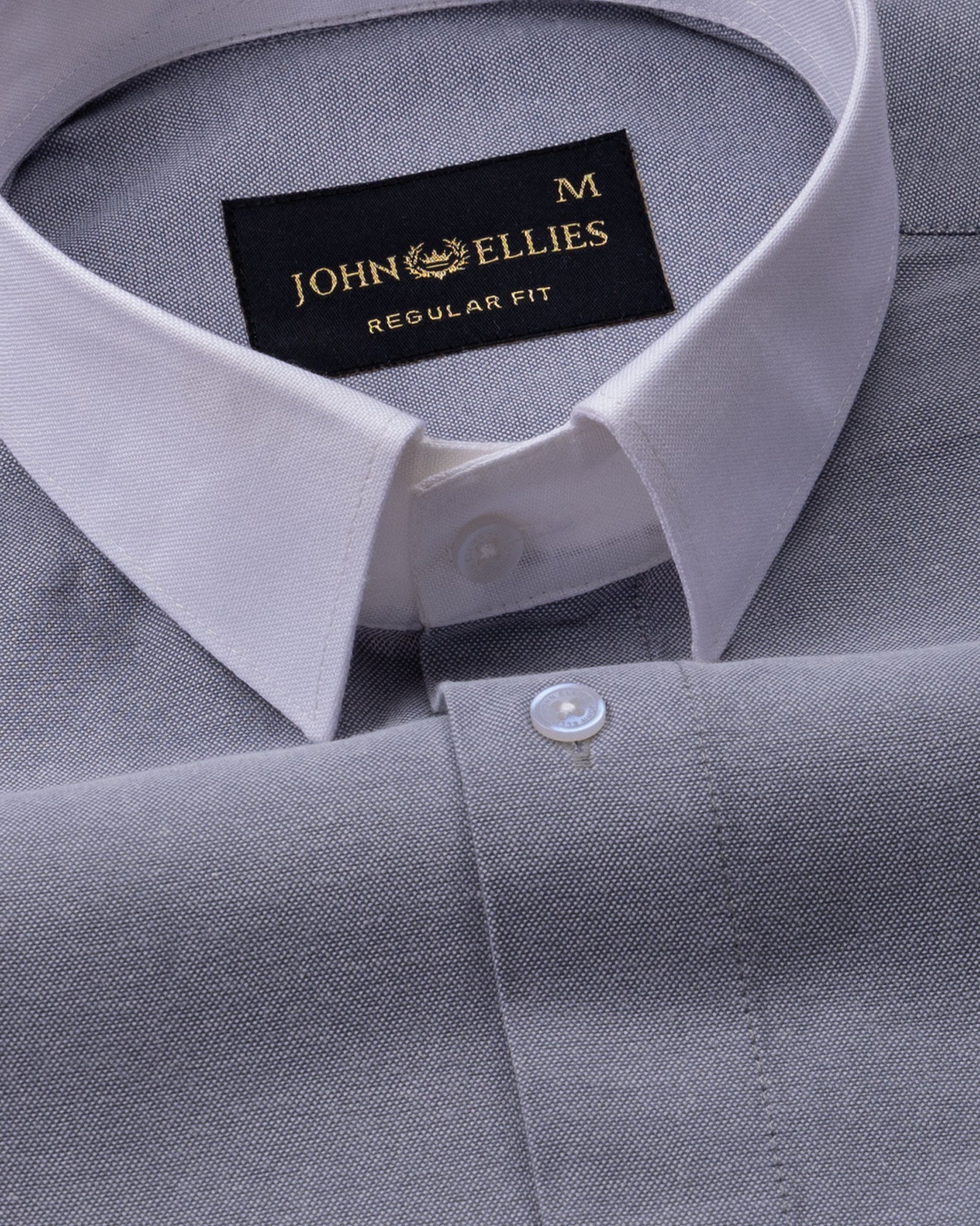 Regenc Silver White Cuff Collar Oxford Cotton Shirt - John Ellies