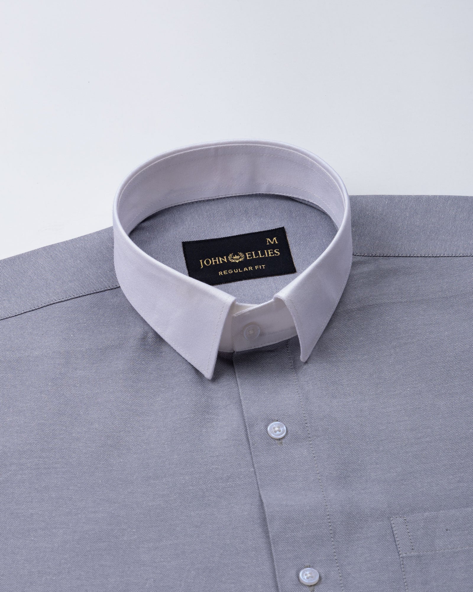 Regenc Silver White Cuff Collar Oxford Cotton Shirt - John Ellies