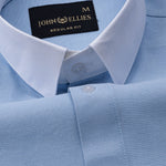 Regenc Sky Blue White Cuff Collar Oxford Cotton Shirt - John Ellies