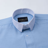 Regenc Sky Blue White Cuff Collar Oxford Cotton Shirt - John Ellies