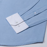 Regenc Sky Blue White Cuff Collar Oxford Cotton Shirt - John Ellies