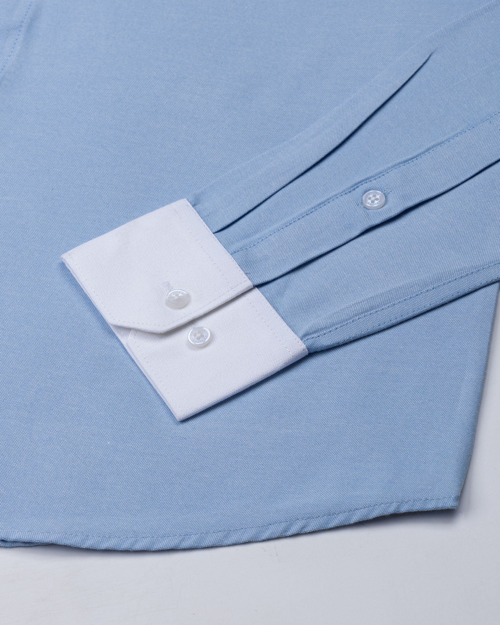 Regenc Sky Blue White Cuff Collar Oxford Cotton Shirt - John Ellies