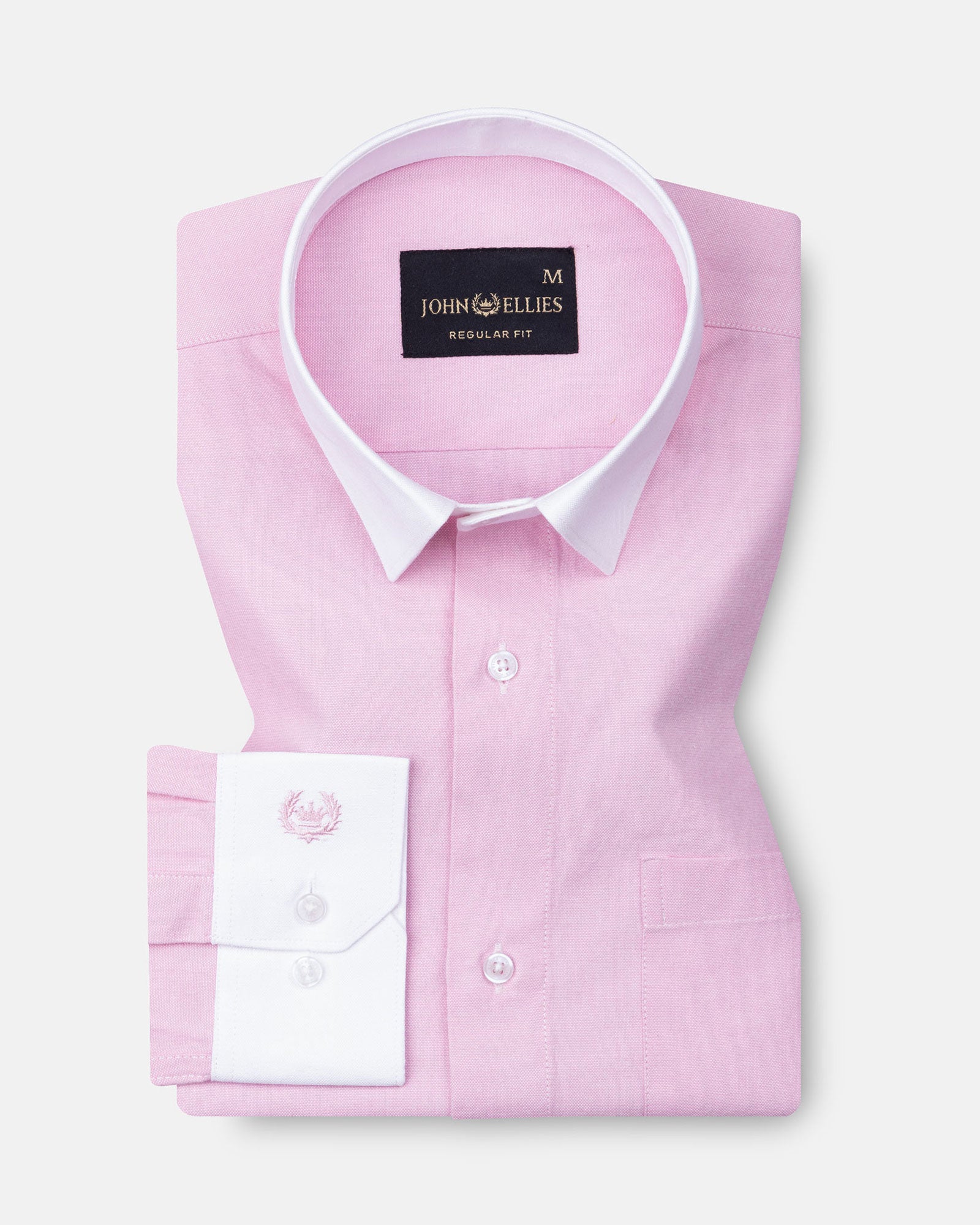 Regenc Pink White Cuff Collar Oxford Cotton Shirt - John Ellies