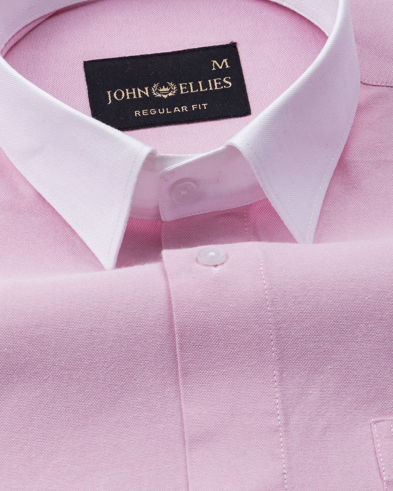 Regenc Pink White Cuff Collar Oxford Cotton Shirt - John Ellies
