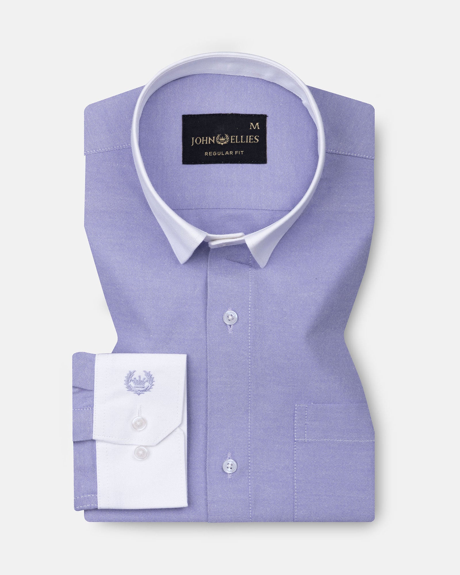 Regenc Lavender White Cuff Collar Oxford Cotton Shirt - John Ellies