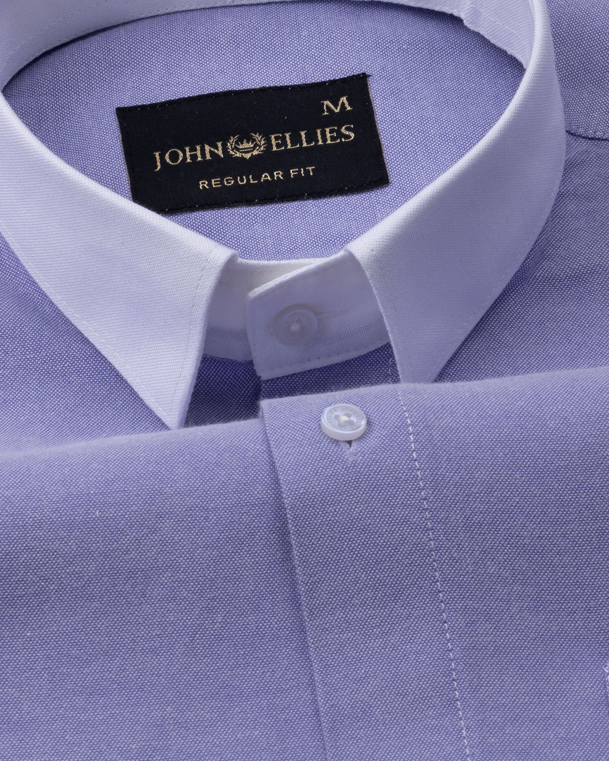 Regenc Lavender White Cuff Collar Oxford Cotton Shirt - John Ellies