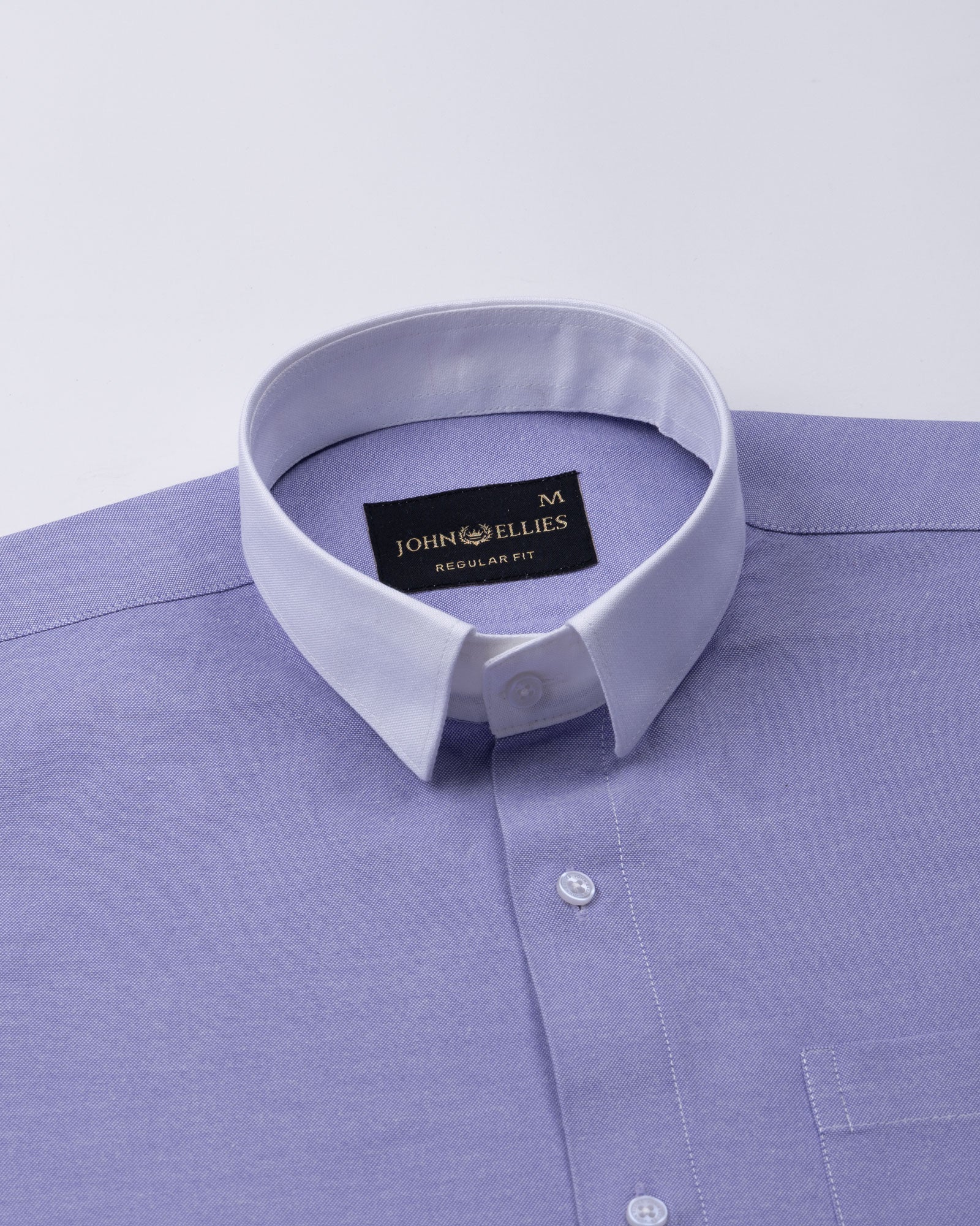 Regenc Lavender White Cuff Collar Oxford Cotton Shirt - John Ellies