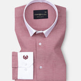 Regenc Red White Cuff Collar Oxford Cotton Shirt - John Ellies