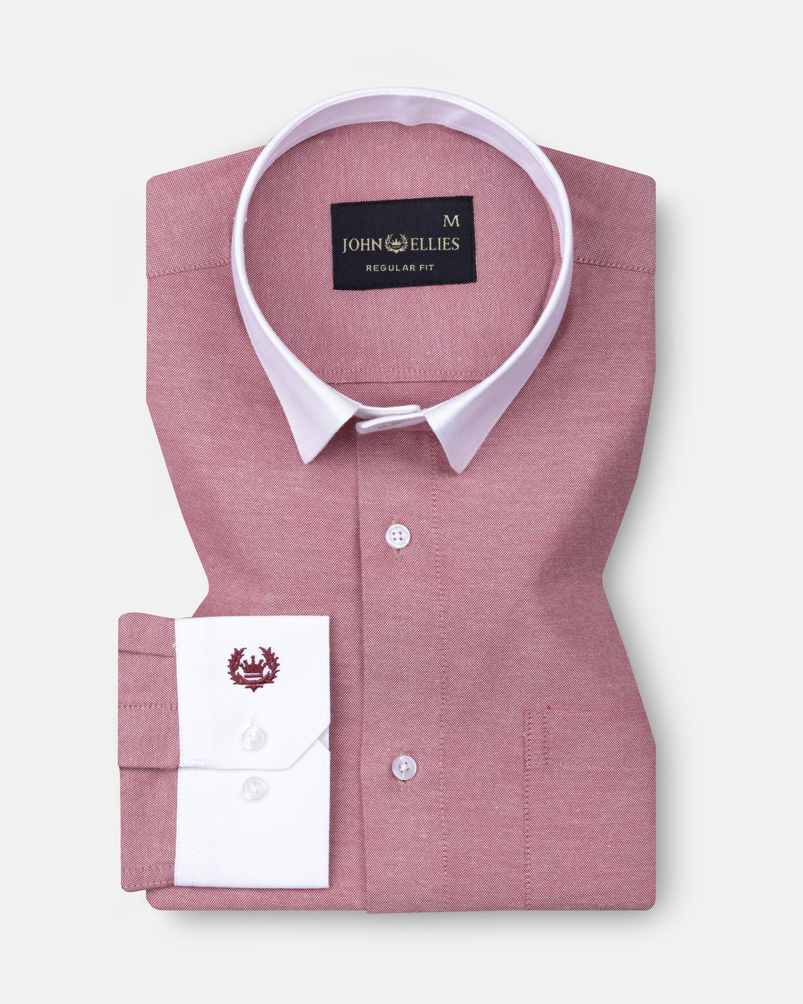 Regenc Red White Cuff Collar Oxford Cotton Shirt - John Ellies