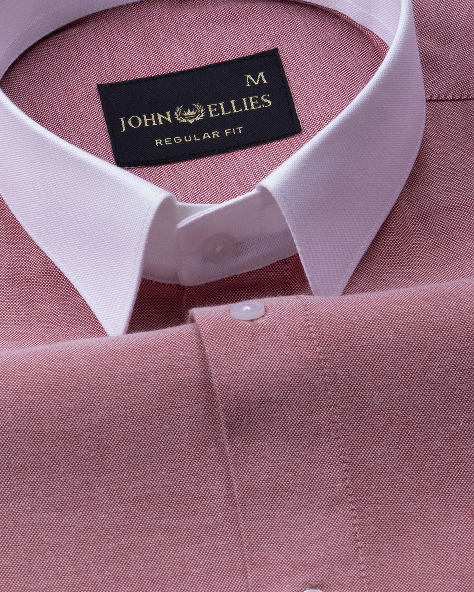 Regenc Red White Cuff Collar Oxford Cotton Shirt - John Ellies