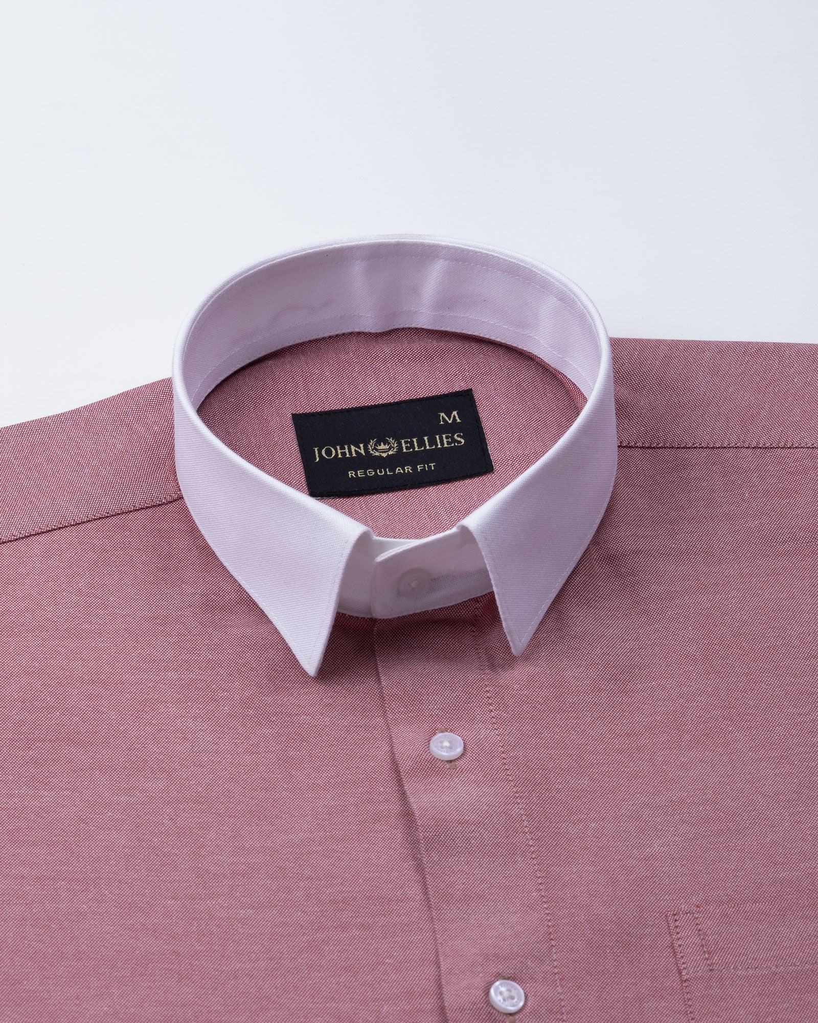 Regenc Red White Cuff Collar Oxford Cotton Shirt - John Ellies