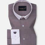 Regenc Brown White Cuff Collar Oxford Cotton Shirt - John Ellies