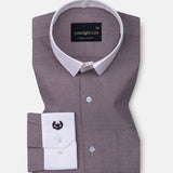 Regenc Brown White Cuff Collar Oxford Cotton Shirt - John Ellies