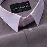 Regenc Brown White Cuff Collar Oxford Cotton Shirt - John Ellies