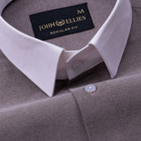 Regenc Brown White Cuff Collar Oxford Cotton Shirt - John Ellies
