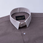 Regenc Brown White Cuff Collar Oxford Cotton Shirt - John Ellies