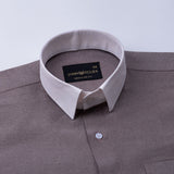 Regenc Brown White Cuff Collar Oxford Cotton Shirt - John Ellies
