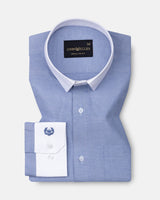 Regenc Navy Blue White Cuff Collar Oxford Cotton Shirt